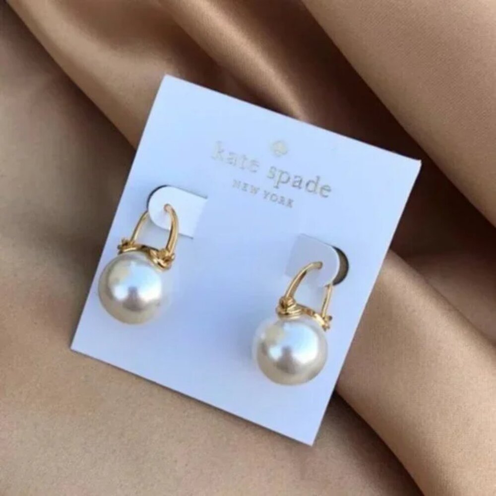 Kate Spade Shine On Pearl Drop Huggie Earrings